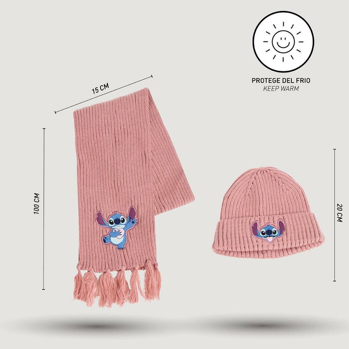 Cerdá Conjunto de Gorro y Bufanda Stitch Disney Rosa