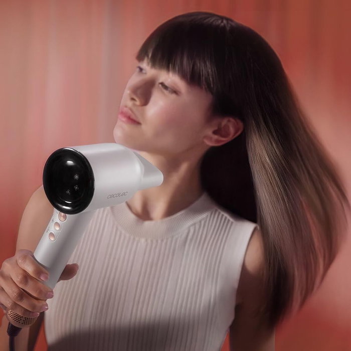 Cecotec Secador de Pelo DryGlam Waves Champagne 1600W Plasma Coanda 4en1 Pantalla Digital