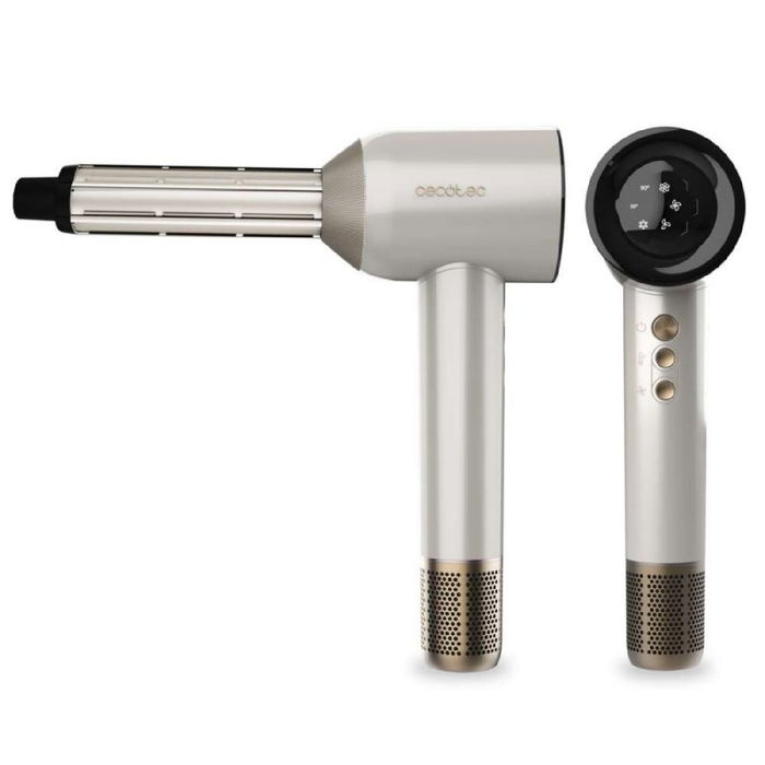 Cecotec Secador de Pelo DryGlam Waves Champagne 1600W Plasma Coanda 4en1 Pantalla Digital
