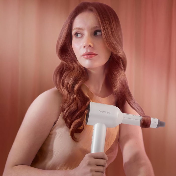 Cecotec Secador de Pelo DryGlam Waves Champagne 1600W Plasma Coanda 4en1 Pantalla Digital