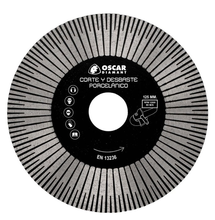 Oscar Diamant Disco de Corte y Desbaste Porcelánico Pro Ø125 mm - Para Porcelanato, Ferrogres, Granito, Pizarra y Terrazo Oscar Diamant Disco de Corte y Desbaste Porcelánico Pro Ø125 mm - Para Porcelanato, Ferrogres, Granito, Pizarra y Terrazo