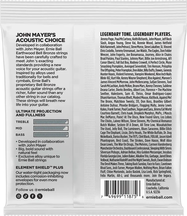 Ernie Ball Earthwood Bell Bronze Medium 13-56 Cuerdas Acústicas - Desarrolladas con John Mayer