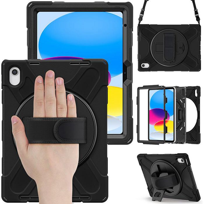 eSTUFF Funda Defender de Cuerpo Completo para iPad 11ª Gen 2025 / 10ª Gen 2022 CHICAGO con Protector de Pantalla Integrado - Negro