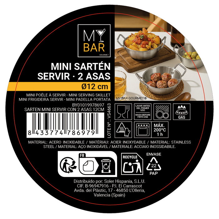 Inde Sartén mini para servir con 2 asas My Bar 12cm Inde Sartén mini para servir con 2 asas My Bar 12cm