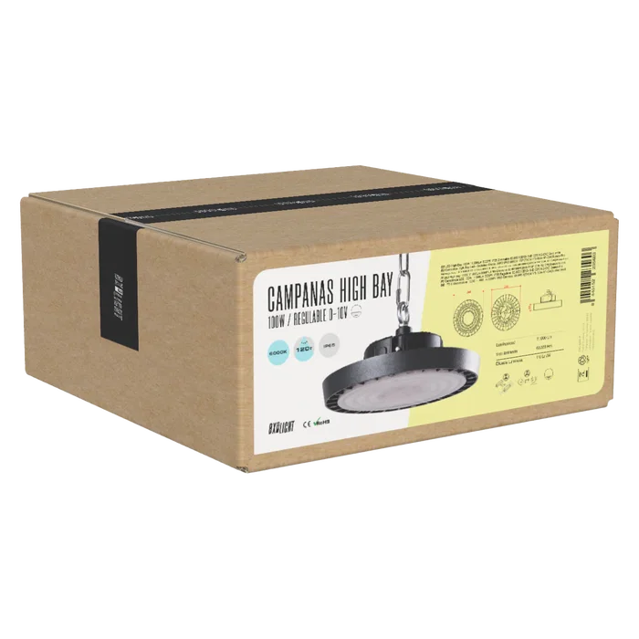 BX3 Campana High Bay LED 100W IP65 4000K 120 Grados para Alturas Grandes (HVB100W-N2-W) - Iluminacion Industrial