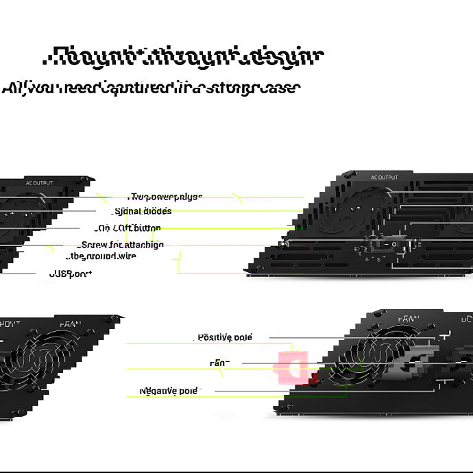 Green Cell INV21 Inversor de Corriente para Coche 24V a 230V, 6000W Pico, Convertidor DC a AC, Negro