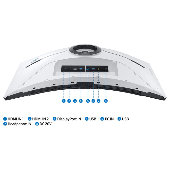 Samsung LS32BG850NPX Monitor Gaming 32 Pulgadas, 4K UHD, Mini-LED, Quantum HDR 2000, 240Hz, 1ms, Curvo 1000R, Freesync Premium Pro, G-Sync Compatible, Blanco