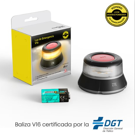 ZTE Baliza V16E1 V16 Homologada para Vehículos con Geolocalización Señal de Peligro Luz Advertencia 360 Grados