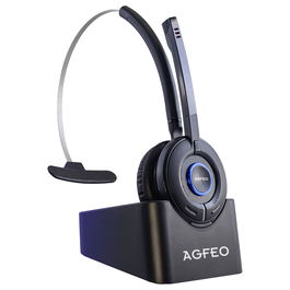AGFEO 6101543 Auriculares DECT IP para Oficina y Centro de Llamadas, Diadema, Monoaural, Negro
