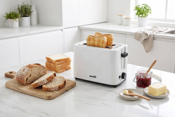 Basic Home Tostadora Blanca 2 Ranuras 700W Basic Home Tostadora Blanca 2 Ranuras 700W