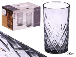 Vivalto Vaso Troquelado Vidrio 380 ml Gris 7.8x13.5x7.8 cm (Set de 24)