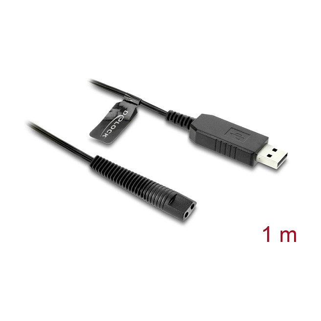 Delock 90980 Cable de Carga USB 12V para Máquina de Afeitar Eléctrica, 1 m, Compatible con Braun Series 1, 3, 5, 7, 9 - Cable de Recarga