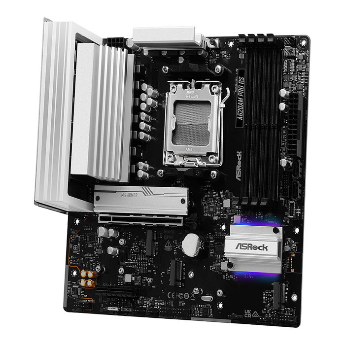 ASRock A620AM Pro RS AM5 mATX - Placa Base AMD A620, Socket AM5, DDR5 (max 256GB), HDMI, DP, 2.5GbE, SATA, M.2, RAID, Audio 7.1, para Ryzen 7000/8000/9000