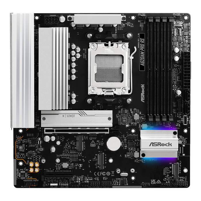ASRock A620AM Pro RS AM5 mATX - Placa Base AMD A620, Socket AM5, DDR5 (max 256GB), HDMI, DP, 2.5GbE, SATA, M.2, RAID, Audio 7.1, para Ryzen 7000/8000/9000