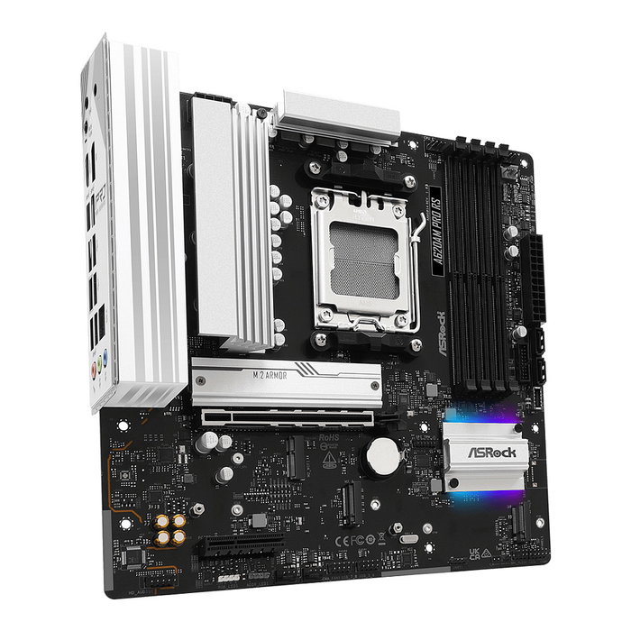 ASRock A620AM Pro RS AM5 mATX - Placa Base AMD A620, Socket AM5, DDR5 (max 256GB), HDMI, DP, 2.5GbE, SATA, M.2, RAID, Audio 7.1, para Ryzen 7000/8000/9000