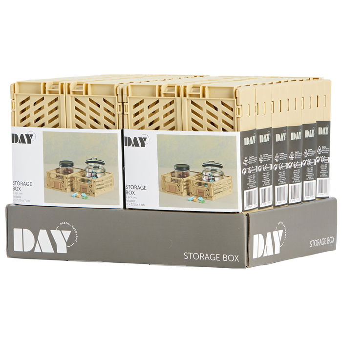 Day Juego de 2 Cajas Plegables 17x12,5 cm Amarillo Arena, Capacidad 1,2 L