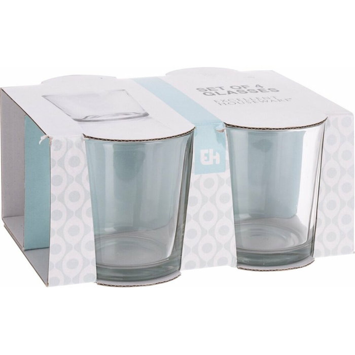 Excellent Houseware Set de 4 vasos de agua de cristal de 280 ml, Transparente