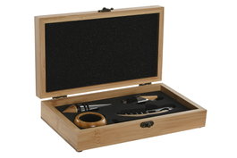 DKD Home Decor Set de Vino de 6 Piezas en Bambú e Inox Natural