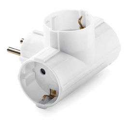 Famatel Adaptador triple Schuko 2P+T, 16A 250V, Blanco, Retráctil