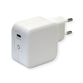 ROLINE Cargador USB con Enchufe Euro, 1x USB Tipo C, PD, 61W, Blanco