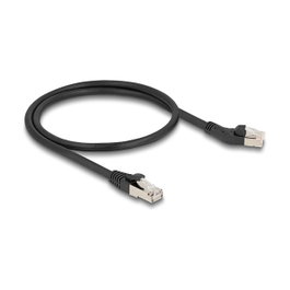 DeLOCK Cable de red RJ45 Cat.6A S/FTP 0,5 m negro con conector angulado 45° izquierda