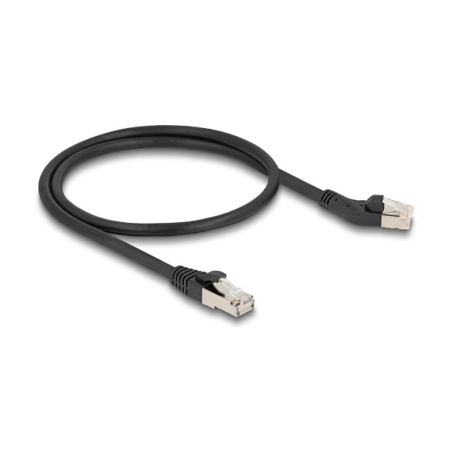 DeLOCK Cable de red RJ45 Cat.6A S/FTP 0,5 m negro con conector angulado 45° izquierda DeLOCK Cable de red RJ45 Cat.6A S/FTP 0,5 m negro con conector angulado 45° izquierda