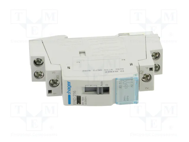 HAGER Relé de instalación monoestable NA x2 24V AC 16A IP20