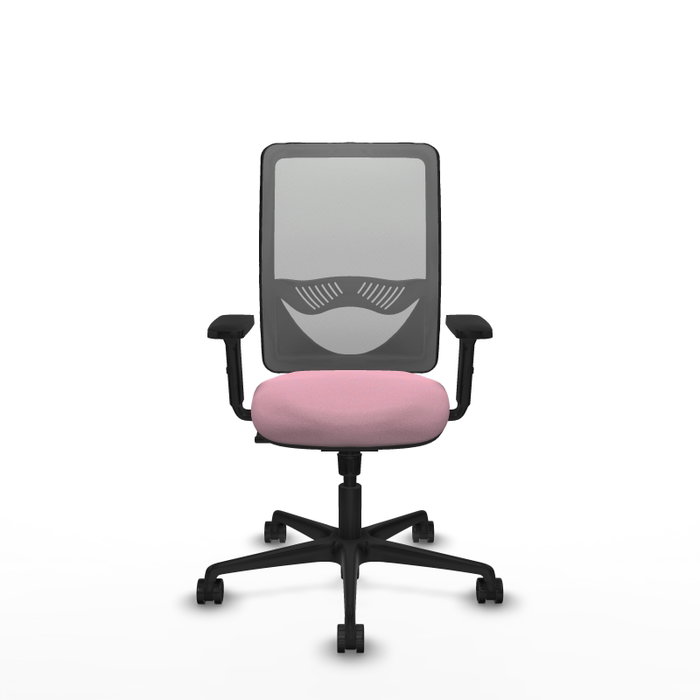 PIQUERAS Y CRESPO Silla de oficina Zulema con mecanismo Sincro, Tela Rosa y Malla Gris