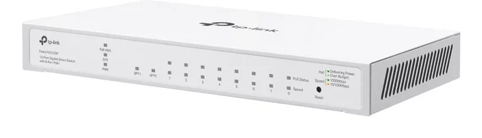 TP-Link FS310GP Switch Gestionado L2/L2+ Gigabit con 8 Puertos RJ45, 2 SFP y PoE de 61W, Carcasa Metálica 1U