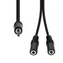 ProXtend Mini-Jack 3-Pin a 2x 2-Pin Cable M-F Negro 20cm