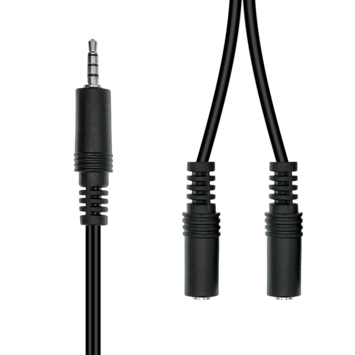 ProXtend Mini-Jack 3-Pin a 2x 2-Pin Cable M-F Negro 20cm