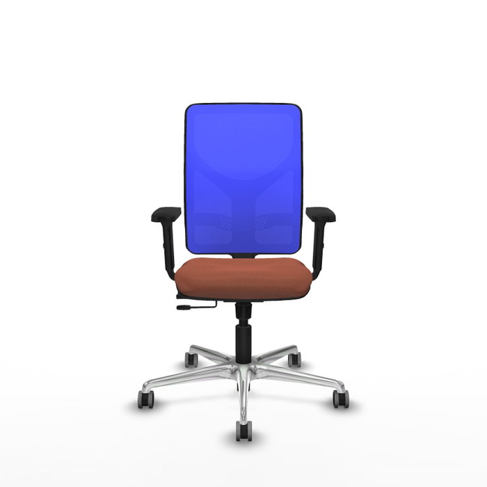 PIQUERAS Y CRESPO Silla de oficina Motilla con mecanismo Sincro/Traslack, Tela Marrón y Malla Azul