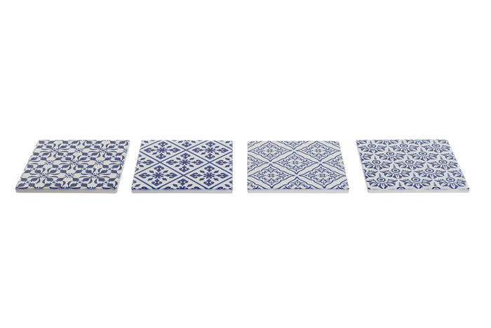 DKD Home Decor Posavasos de Dolomite Azulejo Surtido 12 Unidades