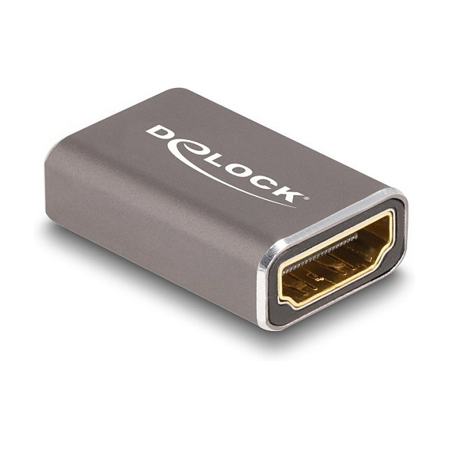 DeLOCK Adaptador HDMI Hembra a Hembra 8K 60 Hz, 7680x4320, Metal Gris, para Extensión de Conectores