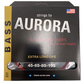 AURORA STRINGS Cuerdas de Bajo Recubiertas Aurora Red 45-105 con Revestimiento de Última Generación, Durabilidad 3-4 Veces Mayor, Tono Brillante y Versátil