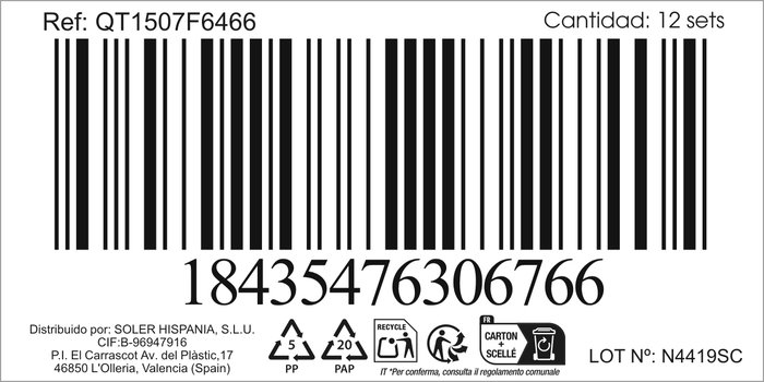 Inde Set 6 Tenedores de Postre Sofia 14.5 x 2.2 cm 1.5 mm de Grosor (12 Cajas)