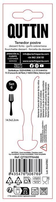 Inde Set 6 Tenedores de Postre Sofia 14.5 x 2.2 cm 1.5 mm de Grosor (12 Cajas)