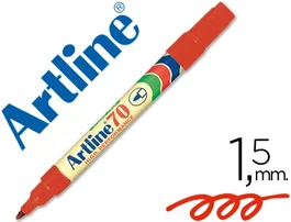 Artline EK-70 Rotulador Permanente Rojo Punta Redonda 1.5 mm para Papel, Metal y Cristal