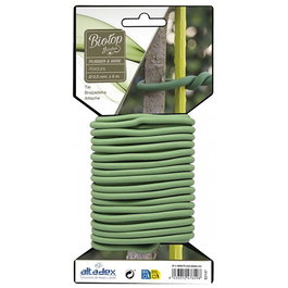 Biotop Atadura de Goma con Alambre para Sujeción de Plantas, Reutilizable, Verde, Diámetro 5 mm x Longitud 5 m