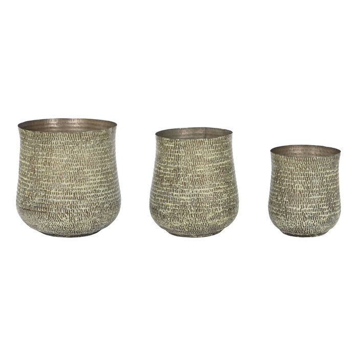 DKD Home Decor Set de 3 Maceteros de Aluminio Patinado Verde Mundra DKD Home Decor Set de 3 Maceteros de Aluminio Patinado Verde Mundra
