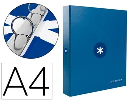 Antartik Carpeta A4 4 Anillas 25 mm Redondas Forrada Cartón Color Azul Marino