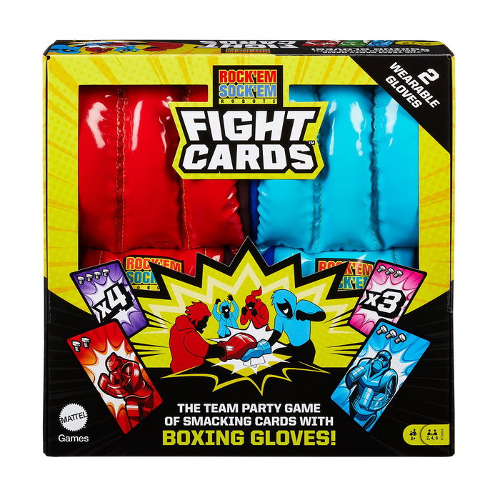 Mattel Games HTW64 Rock'Em Sock'Em Robots Cartas de Lucha Juego de Fiesta para Niños y Adultos, Inglés, Francés, Alemán, Portugués, Español