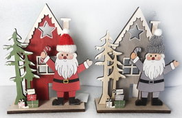 DKD Home Decor Decoración de Madera Santa Claus Surtido de 6 Unidades