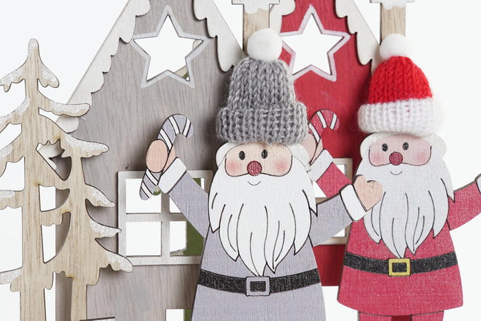 DKD Home Decor Decoración de Madera Santa Claus Surtido de 6 Unidades