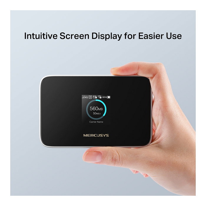TP-Link Mercusys MT115 Router WiFi Móvil 4G LTE 150 Mbps, Portátil, Pantalla 1.44", Batería 2400 mAh, 10h Autonomía, USB-C, Soporta WiFi 6, 3G/4G, Compatible con Windows y Mac