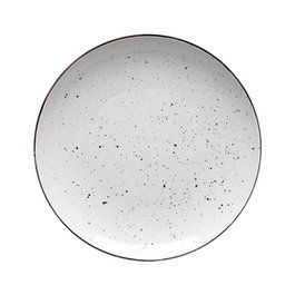 Porvasal Plato Llano Dots 31 cm, Plato de Postre o Ensalada, Porcelana Blanca, Diámetro 31 cm x Alto 2.5 cm (Set de 12)