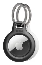 Belkin Funda y Llavero Secure Holder Resistente a Rayones para AirTag de Apple, Pack de 2 unidades, Negro y Blanco