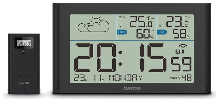 Hama Weather Station Sylt con sensor exterior, radio, negro Hama Weather Station Sylt con sensor exterior, radio, negro