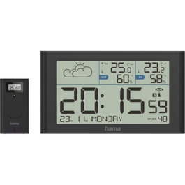 Hama Weather Station Sylt con sensor exterior, radio, negro