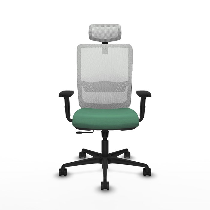 Silla de oficina Haches con mecanismo Sincro/Traslack tapizada con Tela color Verde esmeralda y malla color Blanco. Equipada con lumbar 1D, Brazos 2D, Cabecero 2D y Ruedas 65mm nailon Silla de oficina Haches con mecanismo Sincro/Traslack tapizada con Tela color Verde esmeralda y malla color Blanco. Equipada con lumbar 1D, Brazos 2D, Cabecero 2D y Ruedas 65mm nailon